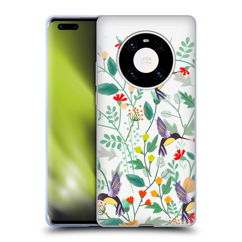 Haroulita Birds And Flowers Hummingbirds Soft Gel Case for Huawei Mate 40 Pro 5G