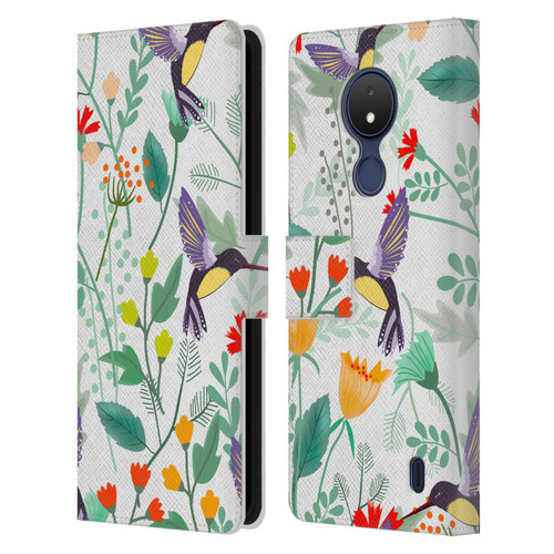 Haroulita Birds And Flowers Hummingbirds Leather Book Wallet Case Cover For Nokia C21