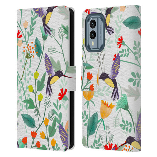 Haroulita Birds And Flowers Hummingbirds Leather Book Wallet Case Cover For Nokia X30
