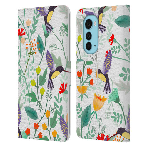 Haroulita Birds And Flowers Hummingbirds Leather Book Wallet Case Cover For Motorola Edge (2022)