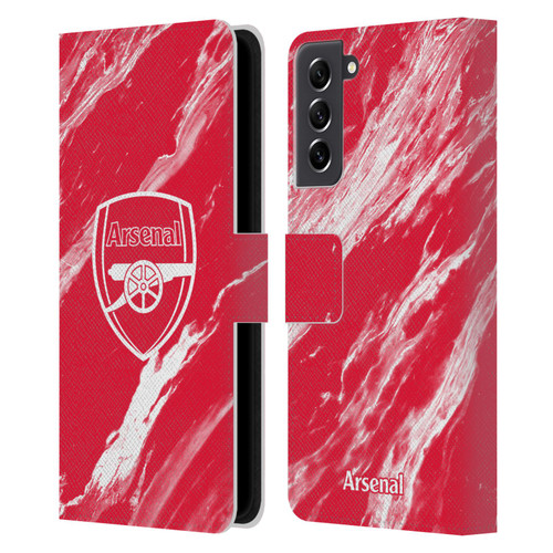Arsenal FC Crest Patterns Red Marble Leather Book Wallet Case Cover For Samsung Galaxy S21 FE 5G