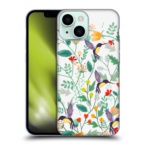 Haroulita Birds And Flowers Hummingbirds Soft Gel Case for Apple iPhone 13 Mini