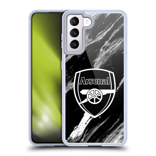 Arsenal FC Crest Patterns Marble Soft Gel Case for Samsung Galaxy S21 5G & MagSafe
