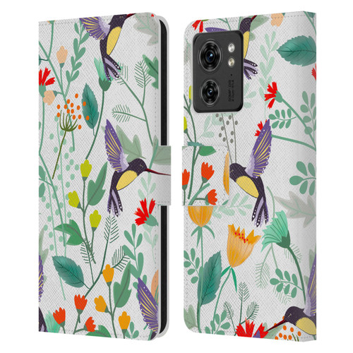 Haroulita Birds And Flowers Hummingbirds Leather Book Wallet Case Cover For Motorola Moto Edge 40