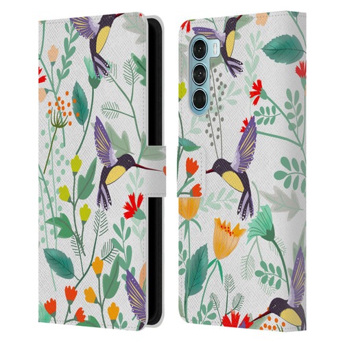 Haroulita Birds And Flowers Hummingbirds Leather Book Wallet Case Cover For Motorola Edge S30 / Moto G200 5G