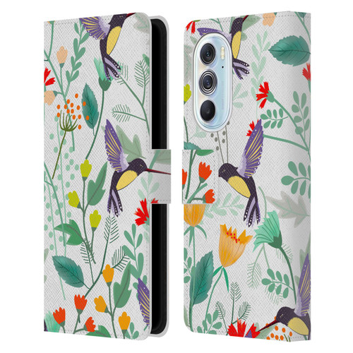 Haroulita Birds And Flowers Hummingbirds Leather Book Wallet Case Cover For Motorola Edge X30