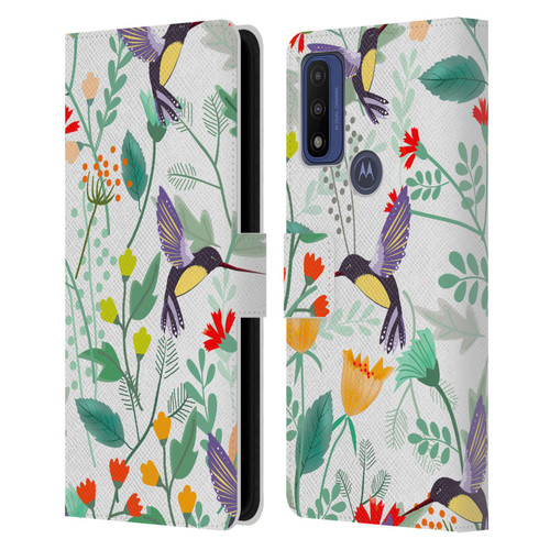 Haroulita Birds And Flowers Hummingbirds Leather Book Wallet Case Cover For Motorola G Pure