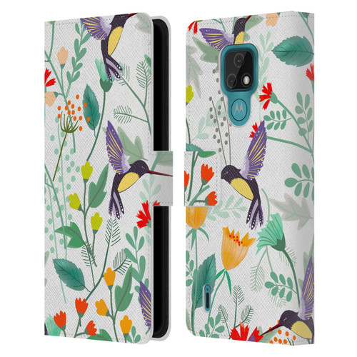 Haroulita Birds And Flowers Hummingbirds Leather Book Wallet Case Cover For Motorola Moto E7