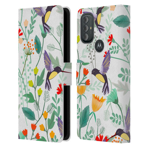 Haroulita Birds And Flowers Hummingbirds Leather Book Wallet Case Cover For Motorola Moto G10 / Moto G20 / Moto G30