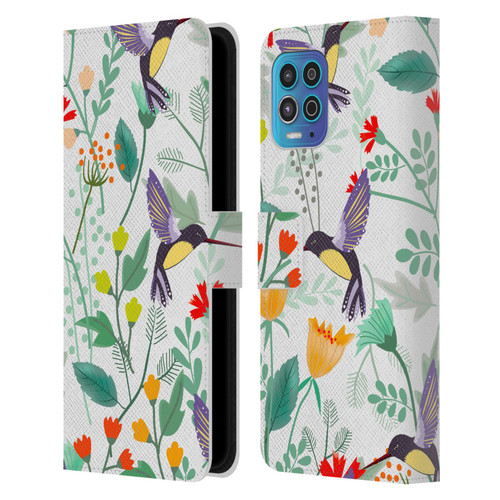 Haroulita Birds And Flowers Hummingbirds Leather Book Wallet Case Cover For Motorola Moto G100