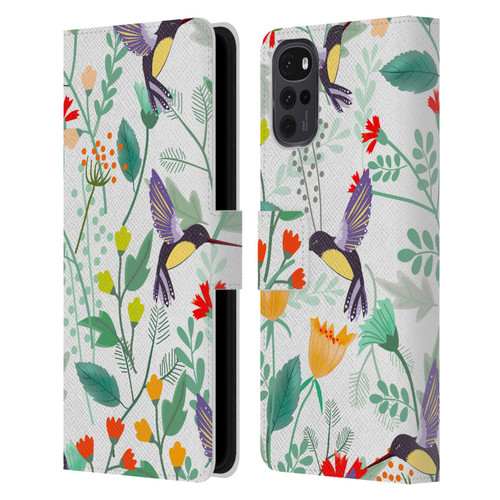 Haroulita Birds And Flowers Hummingbirds Leather Book Wallet Case Cover For Motorola Moto G22