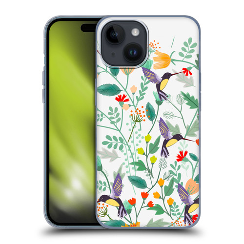 Haroulita Birds And Flowers Hummingbirds Soft Gel Case for Apple iPhone 15