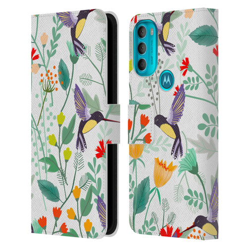 Haroulita Birds And Flowers Hummingbirds Leather Book Wallet Case Cover For Motorola Moto G71 5G