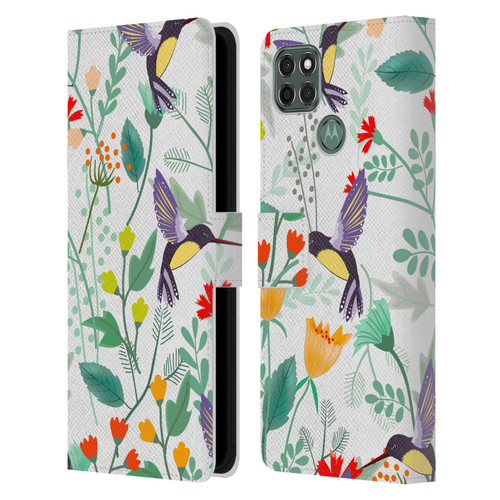 Haroulita Birds And Flowers Hummingbirds Leather Book Wallet Case Cover For Motorola Moto G9 Power