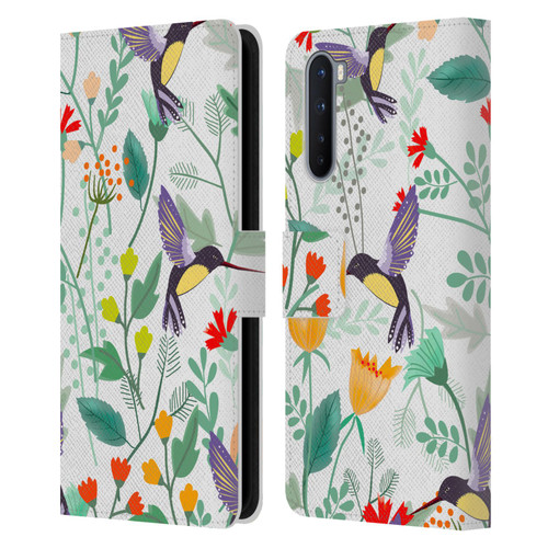 Haroulita Birds And Flowers Hummingbirds Leather Book Wallet Case Cover For OnePlus Nord 5G