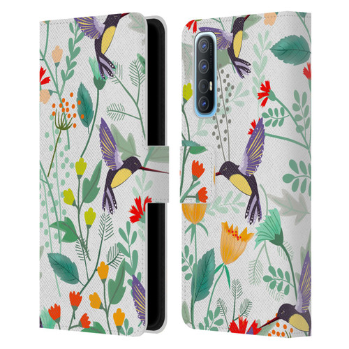 Haroulita Birds And Flowers Hummingbirds Leather Book Wallet Case Cover For OPPO Find X2 Neo 5G
