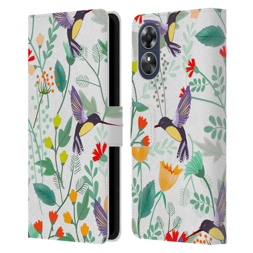 Haroulita Birds And Flowers Hummingbirds Leather Book Wallet Case Cover For OPPO A17