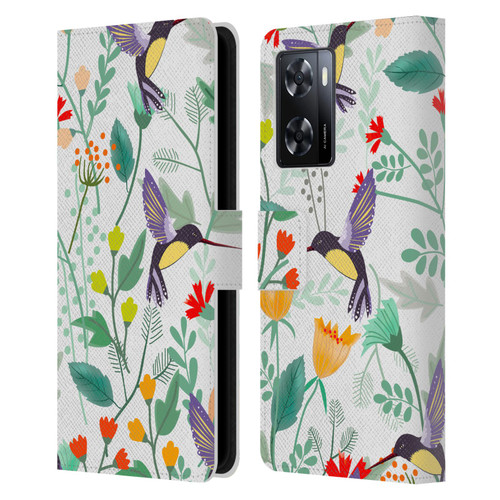 Haroulita Birds And Flowers Hummingbirds Leather Book Wallet Case Cover For OPPO A57s