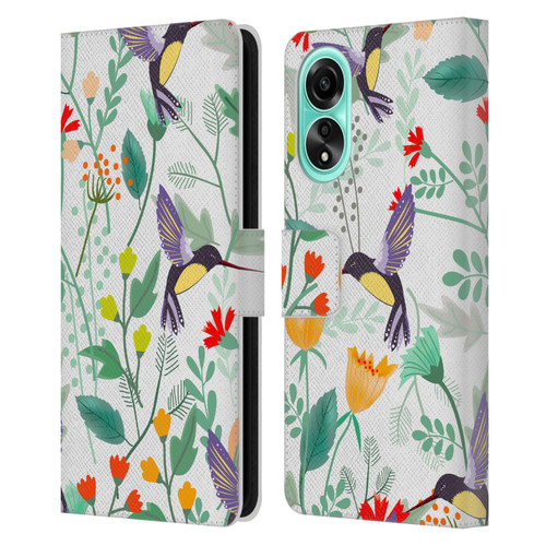 Haroulita Birds And Flowers Hummingbirds Leather Book Wallet Case Cover For OPPO A78 5G