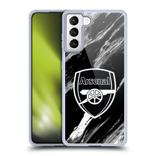 Arsenal FC Crest Patterns Marble Soft Gel Case for Samsung Galaxy S21+ 5G & MagSafe