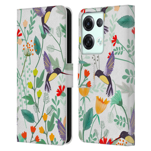 Haroulita Birds And Flowers Hummingbirds Leather Book Wallet Case Cover For OPPO Reno8 Pro