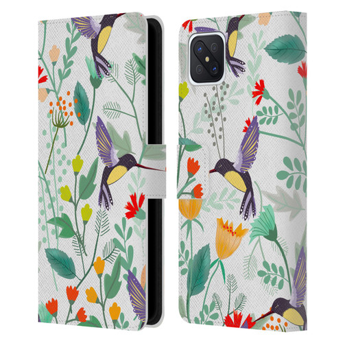 Haroulita Birds And Flowers Hummingbirds Leather Book Wallet Case Cover For OPPO Reno4 Z 5G