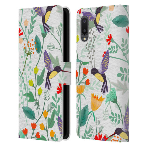 Haroulita Birds And Flowers Hummingbirds Leather Book Wallet Case Cover For Samsung Galaxy A02/M02 (2021)