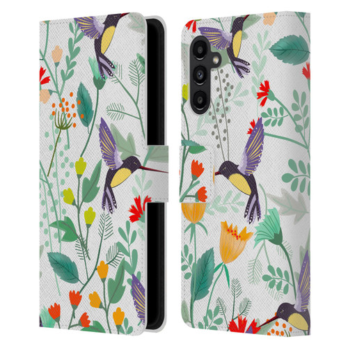 Haroulita Birds And Flowers Hummingbirds Leather Book Wallet Case Cover For Samsung Galaxy A13 5G (2021)