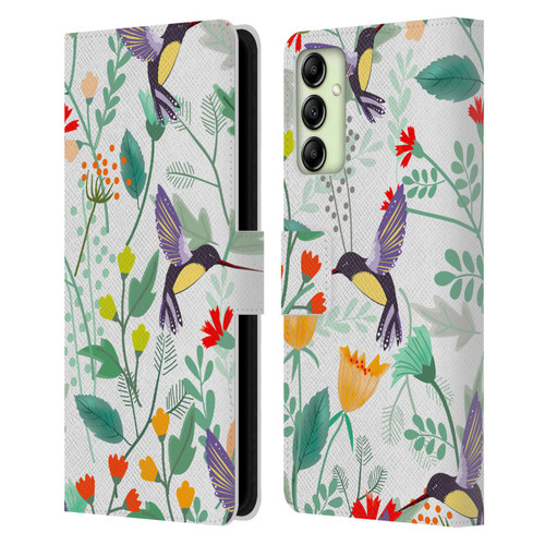 Haroulita Birds And Flowers Hummingbirds Leather Book Wallet Case Cover For Samsung Galaxy A14 5G