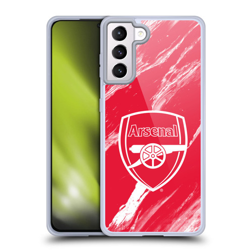 Arsenal FC Crest Patterns Red Marble Soft Gel Case for Samsung Galaxy S21+ 5G
