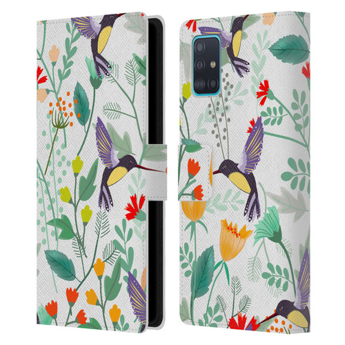 Haroulita Birds And Flowers Hummingbirds Leather Book Wallet Case Cover For Samsung Galaxy A51 (2019)