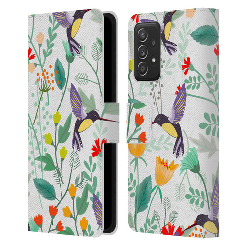 Haroulita Birds And Flowers Hummingbirds Leather Book Wallet Case Cover For Samsung Galaxy A53 5G (2022)