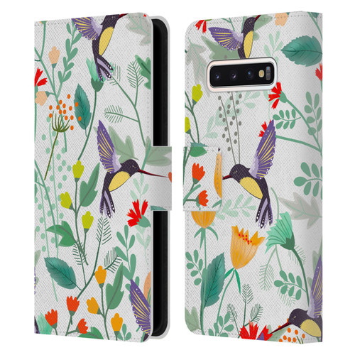 Haroulita Birds And Flowers Hummingbirds Leather Book Wallet Case Cover For Samsung Galaxy S10