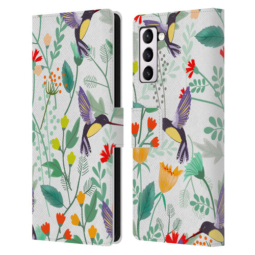 Haroulita Birds And Flowers Hummingbirds Leather Book Wallet Case Cover For Samsung Galaxy S21+ 5G
