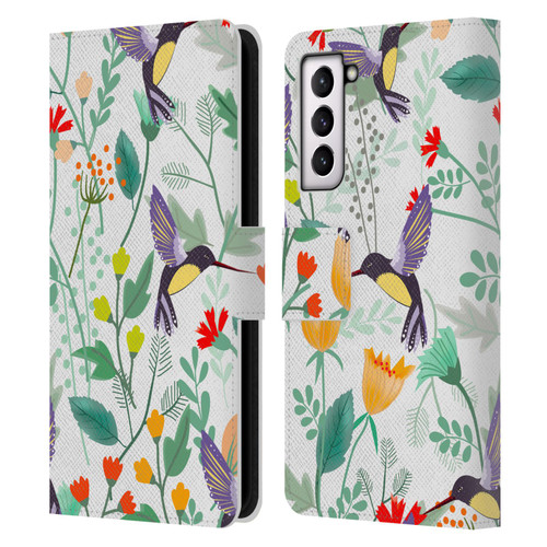 Haroulita Birds And Flowers Hummingbirds Leather Book Wallet Case Cover For Samsung Galaxy S21 5G