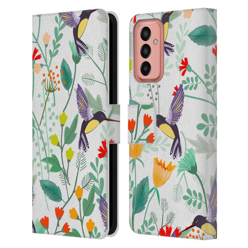 Haroulita Birds And Flowers Hummingbirds Leather Book Wallet Case Cover For Samsung Galaxy M13 (2022)