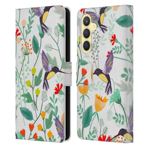 Haroulita Birds And Flowers Hummingbirds Leather Book Wallet Case Cover For Samsung Galaxy S23 FE 5G