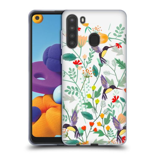 Haroulita Birds And Flowers Hummingbirds Soft Gel Case for Samsung Galaxy A21 (2020)