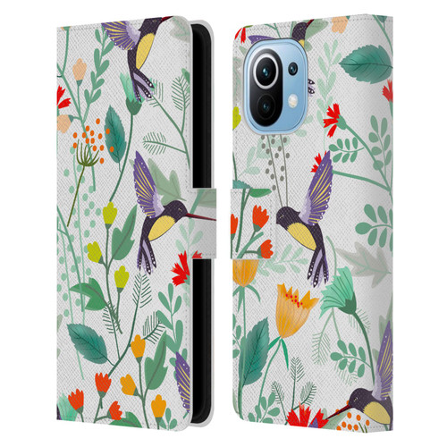 Haroulita Birds And Flowers Hummingbirds Leather Book Wallet Case Cover For Xiaomi Mi 11