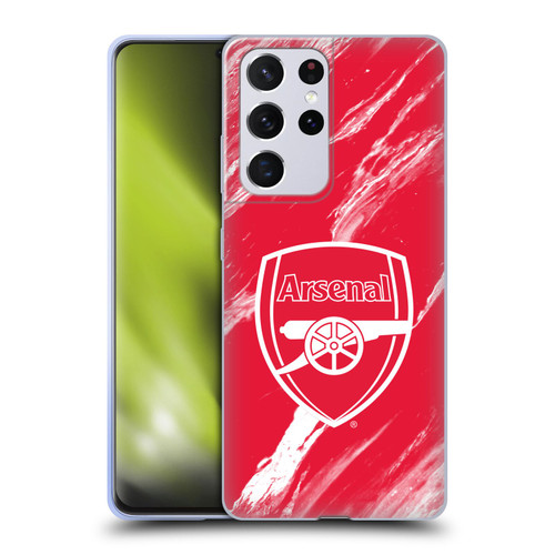 Arsenal FC Crest Patterns Red Marble Soft Gel Case for Samsung Galaxy S21 Ultra 5G