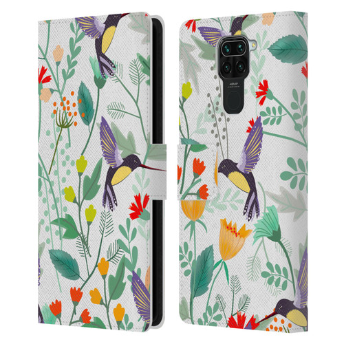 Haroulita Birds And Flowers Hummingbirds Leather Book Wallet Case Cover For Xiaomi Redmi Note 9 / Redmi 10X 4G