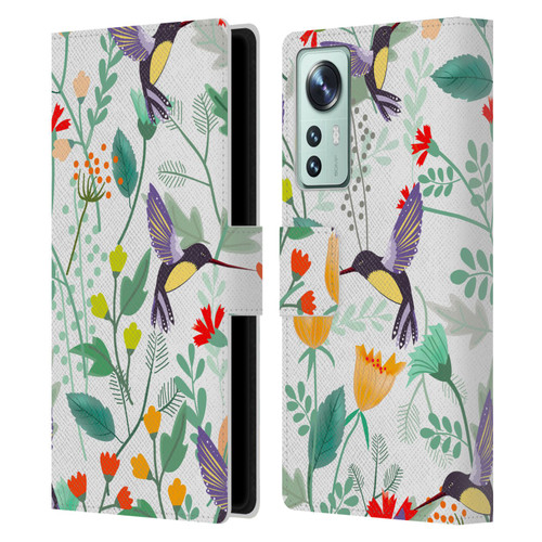 Haroulita Birds And Flowers Hummingbirds Leather Book Wallet Case Cover For Xiaomi 12