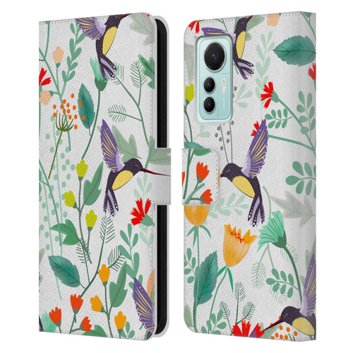 Haroulita Birds And Flowers Hummingbirds Leather Book Wallet Case Cover For Xiaomi 12 Lite