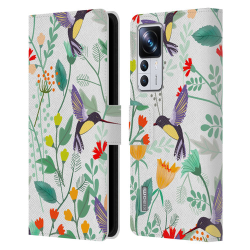 Haroulita Birds And Flowers Hummingbirds Leather Book Wallet Case Cover For Xiaomi 12T Pro