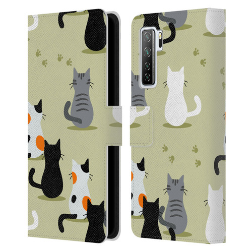 Haroulita Cats And Dogs Cats Leather Book Wallet Case Cover For Huawei Nova 7 SE/P40 Lite 5G