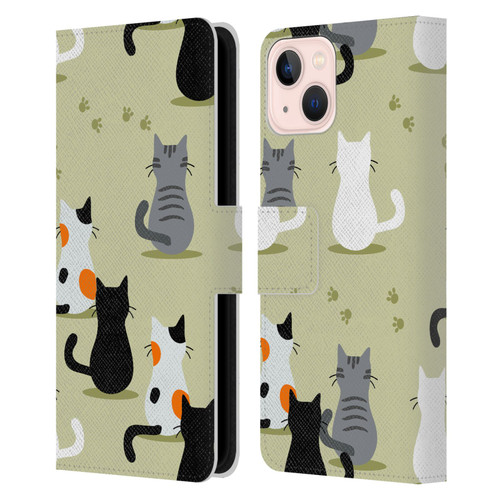 Haroulita Cats And Dogs Cats Leather Book Wallet Case Cover For Apple iPhone 13
