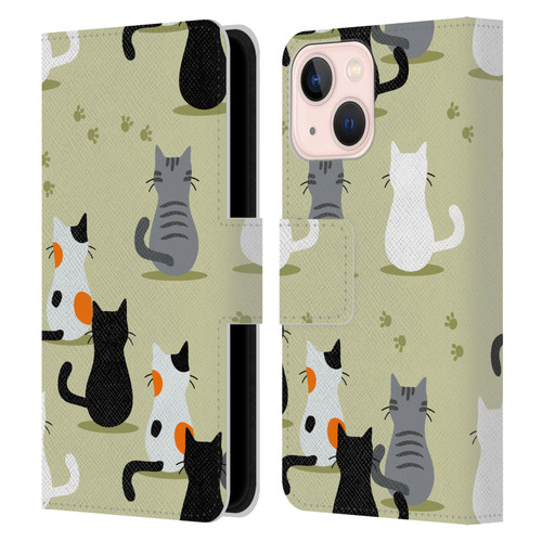 Haroulita Cats And Dogs Cats Leather Book Wallet Case Cover For Apple iPhone 13 Mini