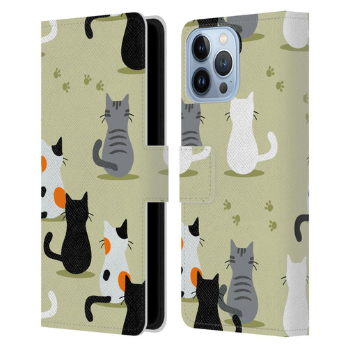 Haroulita Cats And Dogs Cats Leather Book Wallet Case Cover For Apple iPhone 13 Pro Max