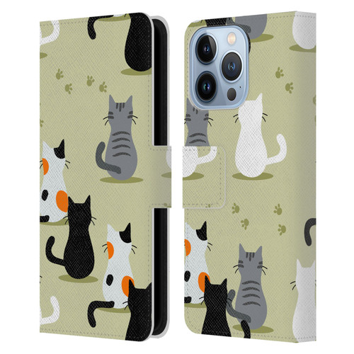 Haroulita Cats And Dogs Cats Leather Book Wallet Case Cover For Apple iPhone 13 Pro