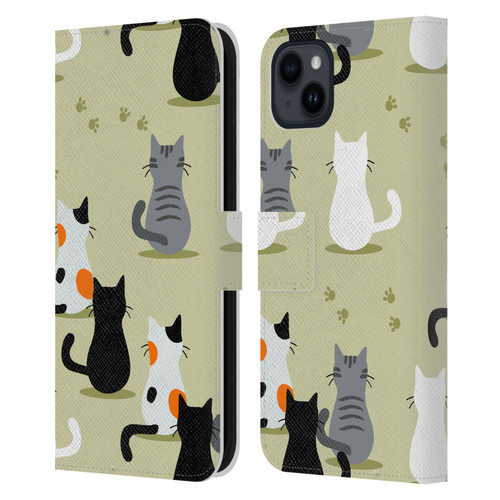 Haroulita Cats And Dogs Cats Leather Book Wallet Case Cover For Apple iPhone 15 Plus